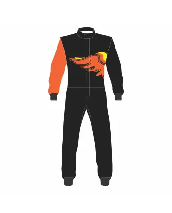 Black & Orange Kart Racing Suit with Wings – Style A