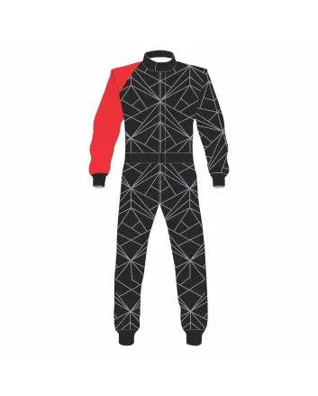 Black Pattern White Custom Kart Racing Suit