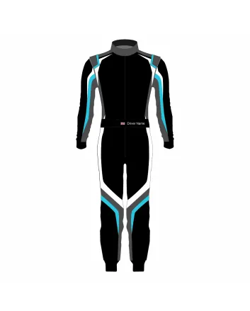 Black-Blue-White Professional Kart Suit