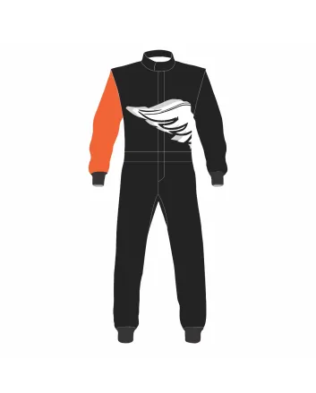 Black & White Kart Racing Suit with Wings