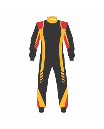 Black Yellow Red Kart Racing Suit