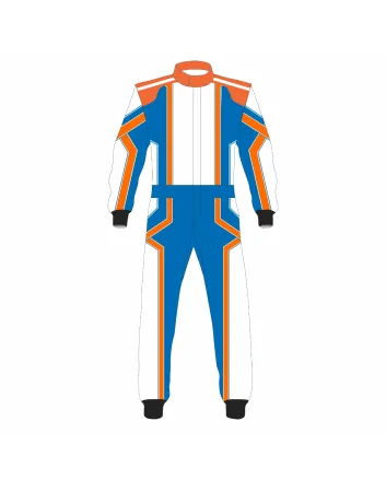 Blue, White & Orange Kart Racing Suit