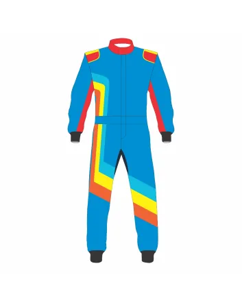 Blue Yellow Orange Kart Racing Suit