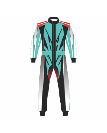 Ferozi Grey Black Custom Kart Racing Suit