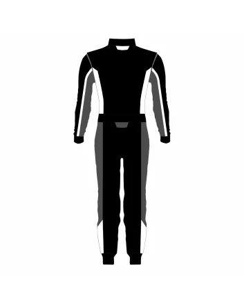 Black-Grey-White Professional Kart Racing Suit – Black Grey Edition (1054)