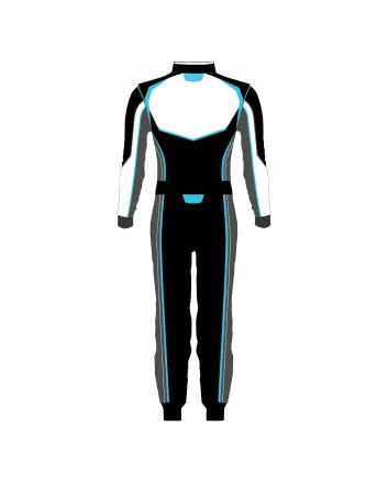 Black White Blue Pro Kart Racing Suit