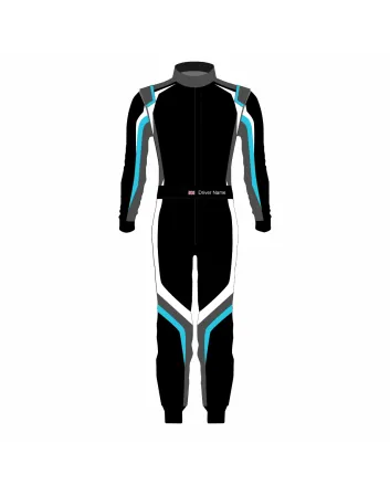 Black-Blue-White Professional Kart Racing Suit
