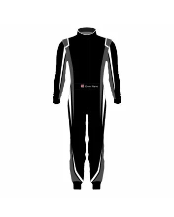Black White Grey Kart Racing Suit – Apex Shadow Edition