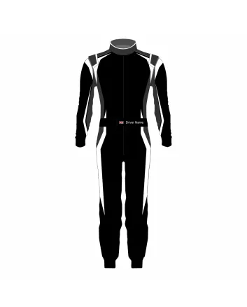 Black White Grey Professional Kart Racing Suit – Shadowline Edition