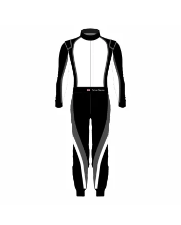 White Black Grey Kart Racing Suit – Monochrome Edition
