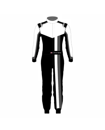 White Black Grey Kart Racing Suit – Arctic Edition
