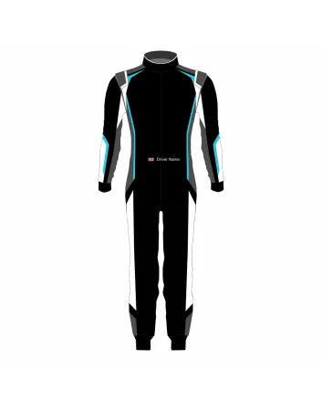 Black Grey White Professional Kart Racing Suit – Style B