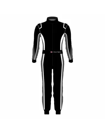 Black Grey White Professional Kart Racing Suit – Style A