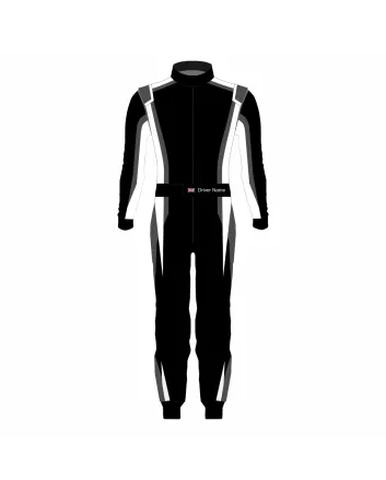 Black White Grey Pro Kart Racing Suit – Style D