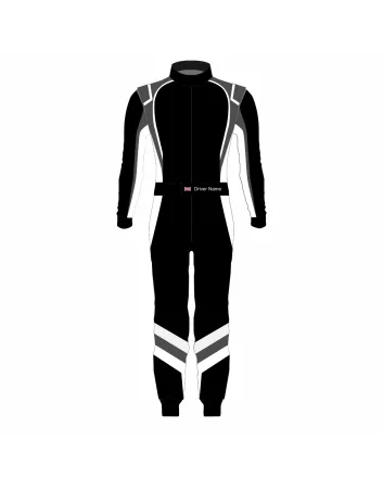 White Black Grey Pro Kart Racing Suit