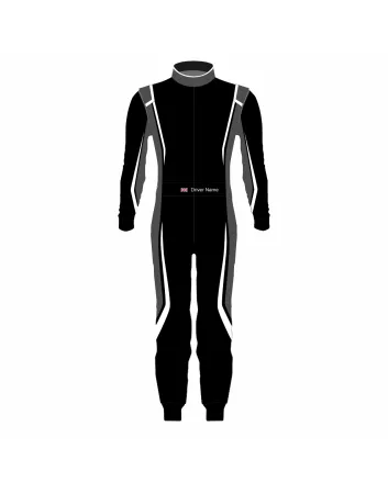 Black-Grey-White Professional Kart Racing Suit – Black Grey Edition (1053)