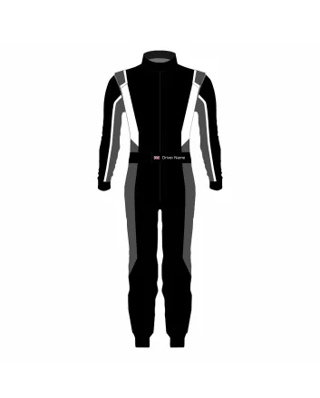 Grey Black White Pro Kart Racing Suit