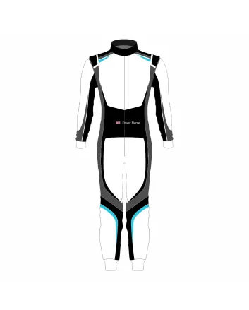 White Blue Grey Black Pro Kart Racing Suit