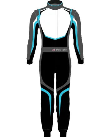 White Black Blue Grey Professional Kart Racing Suit