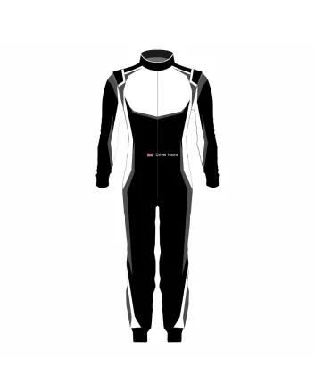 Black White Grey Professional Kart Racing Suit – Style A