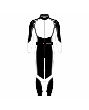 Black White Professional Kart Racing Suit