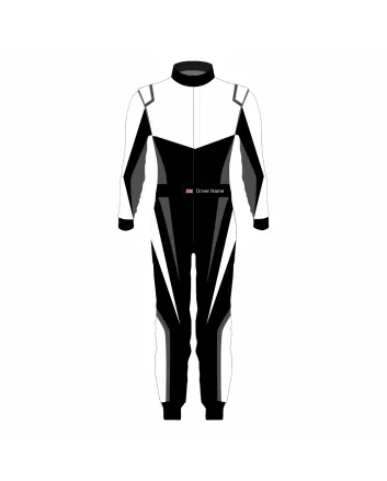 White Black Grey Professional Kart Racing Suit