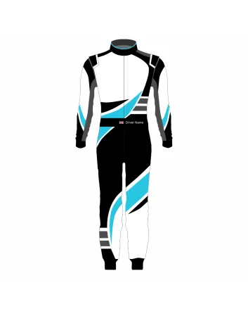 White Black Blue Professional Kart Racing Suit