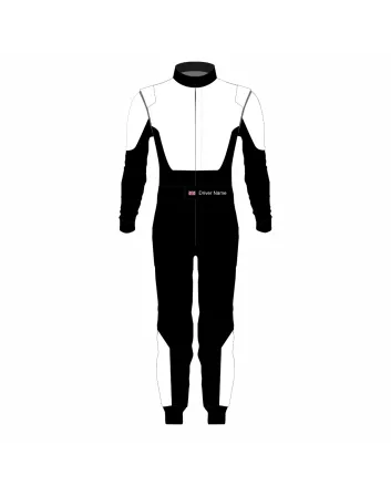 White Black Pro Kart Racing Suit