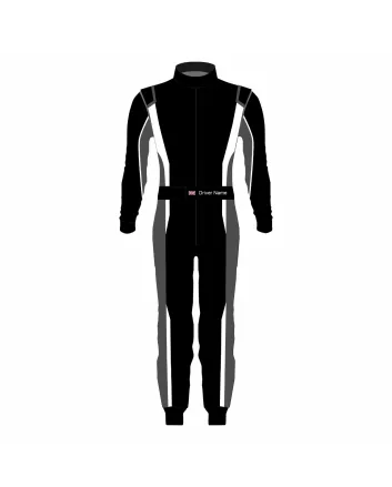 Black White Grey Pro Kart Racing Suit – Style A