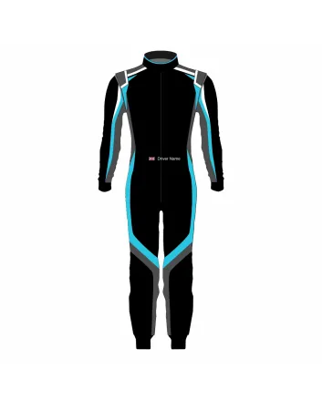 Black Blue Grey Pro Kart Racing Suit
