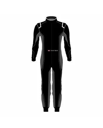 Black Dark Grey Pro Kart Racing Suit