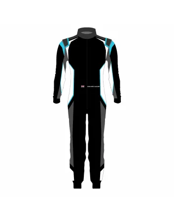 Black Grey White Blue Pro Kart Racing Suit