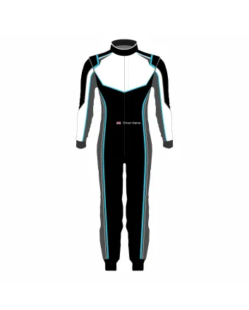 Black White Blue Pro Kart Racing Suit