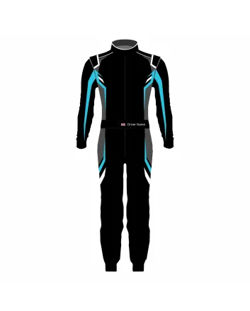 Black Grey Blue Pro Kart Racing Suit