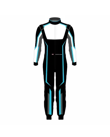 Black Blue White Kart Racing Suit