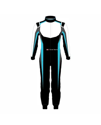 Blue Black White Kart Racing Suit