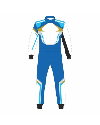 Golden, Blue & White Kart Racing Suit