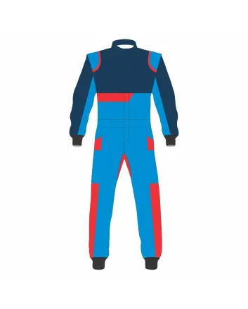 Navy Blue Red Kart Racing Suit