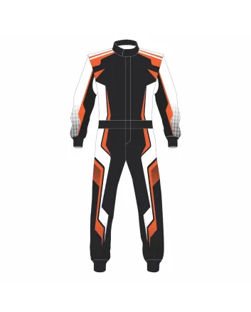 Orange Black White Kart Racing Suit