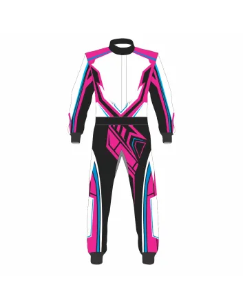 Pink Black White Custom Kart Racing Suit