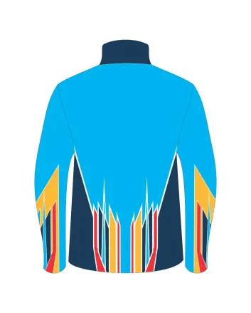 Team-Jacket-Windbreaker-Softshell-Jacket-Blue-Flame-Front-View