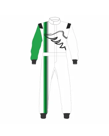 White, Green & Black Kart Racing Suit with Wings